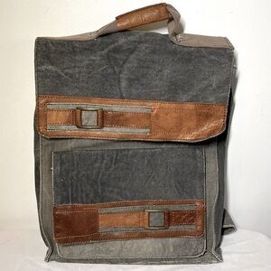 Mona B Canvas Laptop Backpack. Leather accents. "PARKER”